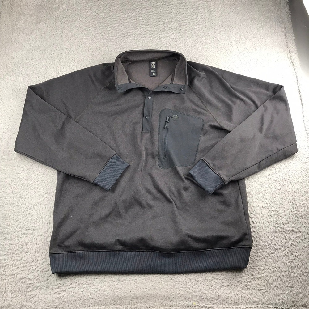 Mountain Hardwear Norse Peak Pullover Mens 2XL Gray Snap Neck Fleece Jacket